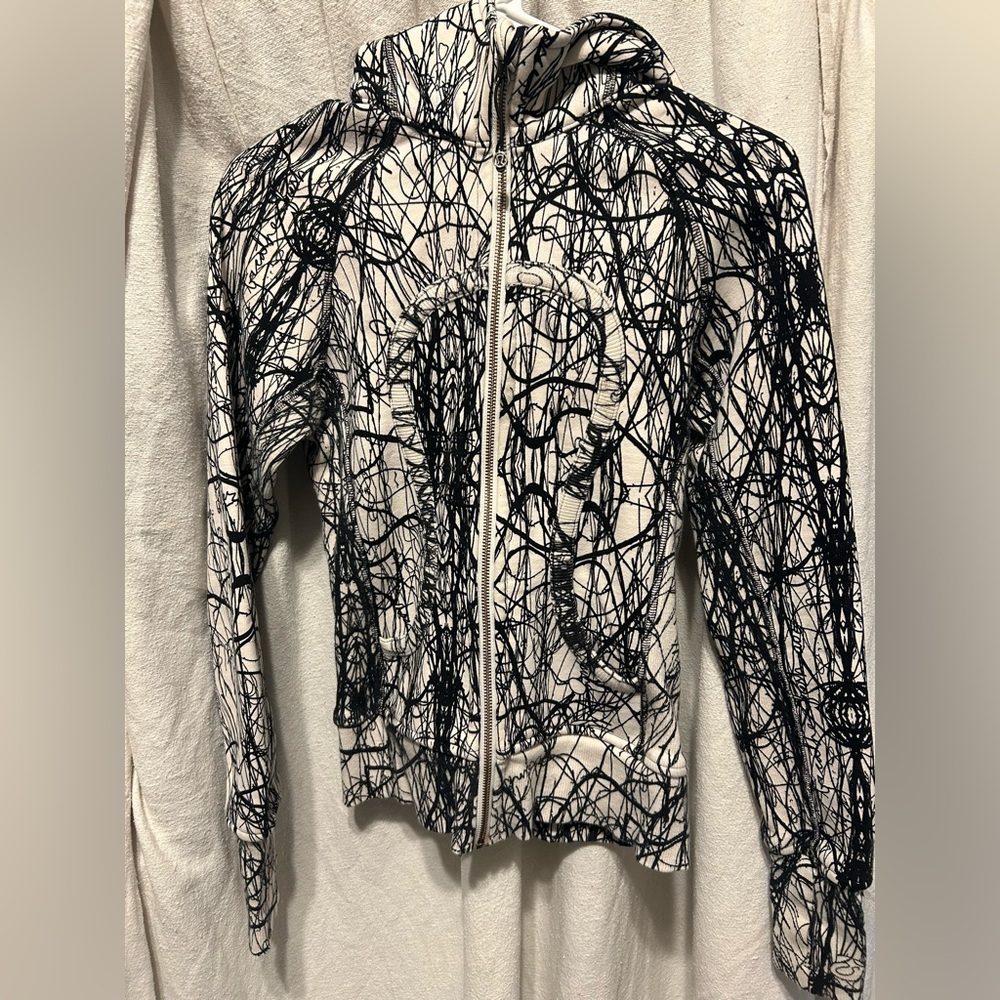 Lululemon Athletica Black and White Abstract Bomber Jacket